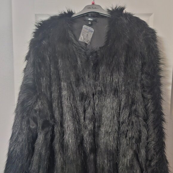 ellos Jackets & Blazers - Ellos Women's Black Faux Fur Coat